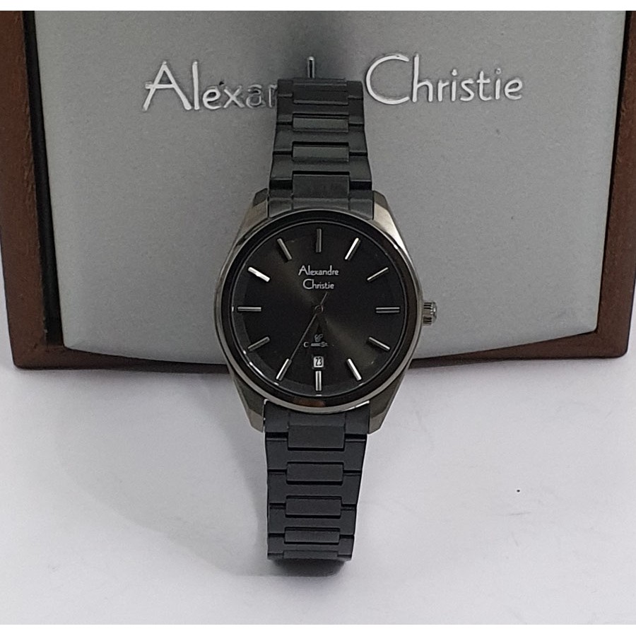 Alexandre Christie Ac 8638 /ac8638 Grey Black Jam Tangan Wanita Dia 3,2 Cm Original