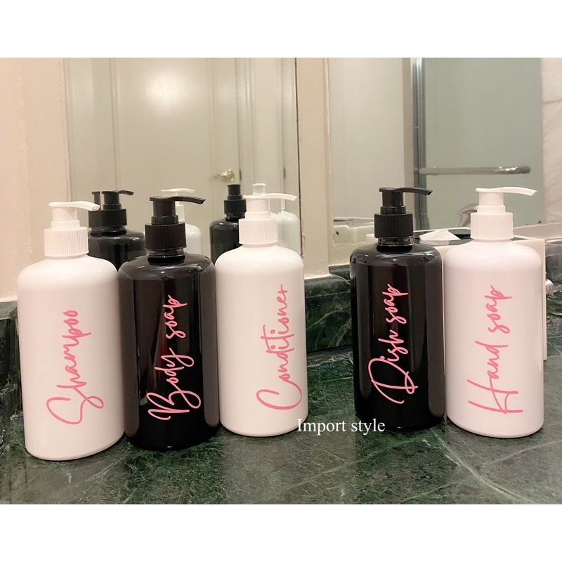 botol HITAM 500ml neck 28 black pink . aesthetic bottle minimalist refill organizer tempat sabun cair pump estetik