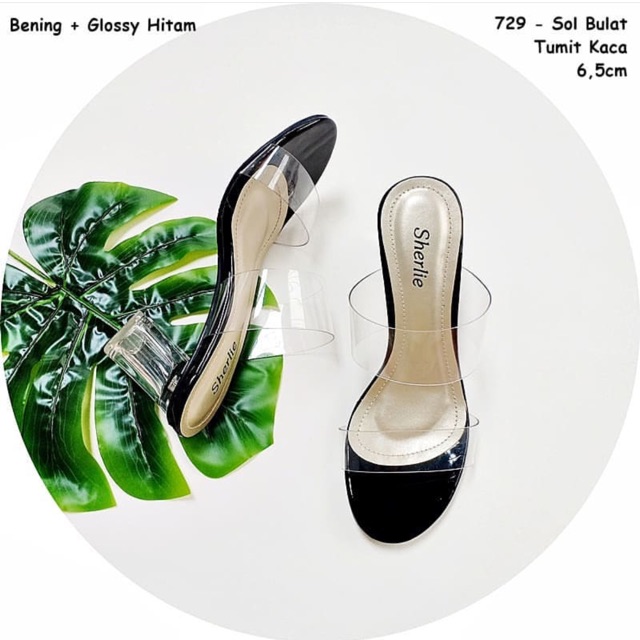  Heels  transparan heels  kaca  sherlie sandal  wanita 