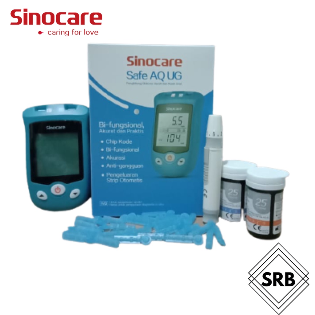 Sinocare Safe AQ UG Cek Gula Darah dan Asam Urat (Kemasan 50/25)
