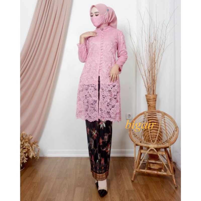 KEBAYA MODERN SETELAN KEBAYA BROKAT KANCING DEPAN/KEBAYA TUNIK BROKAT/KEBAYA PESTA/KEBAYA WISUDA//KEBAYA BROKAT  KANCING SERIBU JUMBO 3L BY BA