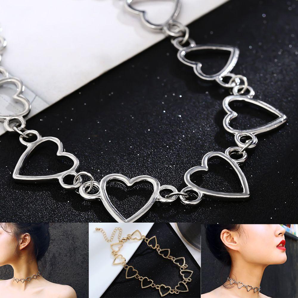 PREVA Hollow Heart Necklace Women Men Party Jewelry Stainless Steel  Chain Long Chain