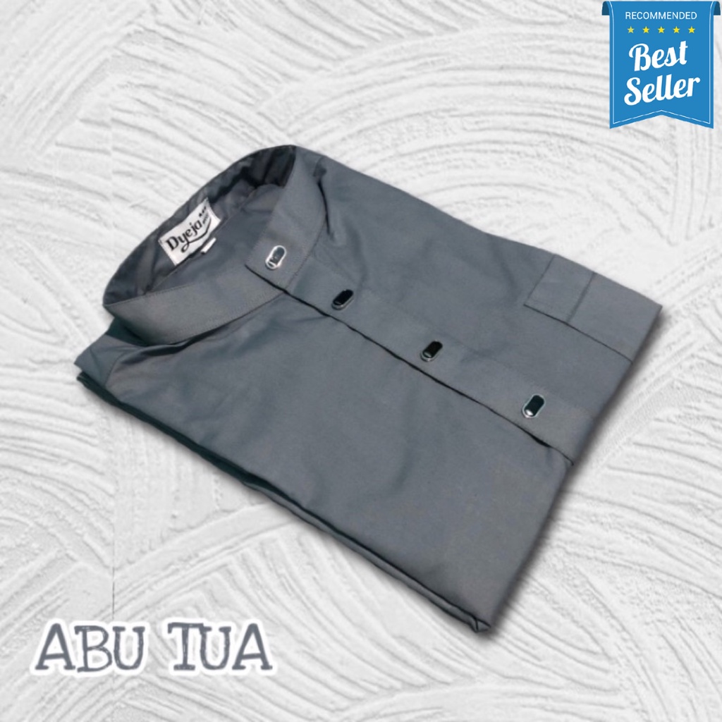 Baju koko melayu pria dewasa polos lengan panjang abu keren