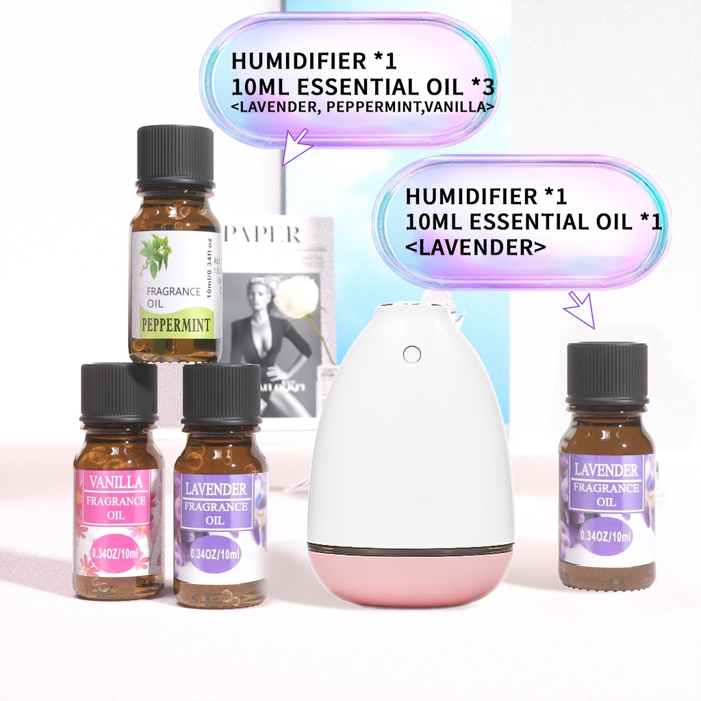 100% ORI - endear Humidifier Purifier Diffuser 200ML Portable Terapkan ke Essential oil HD03-Pink