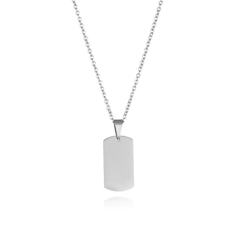 Kalung Dengan Liontin Bentuk Hati Persegi Panjang Geometris Bahan Stainless Steel Untuk Pria Dan Wanita