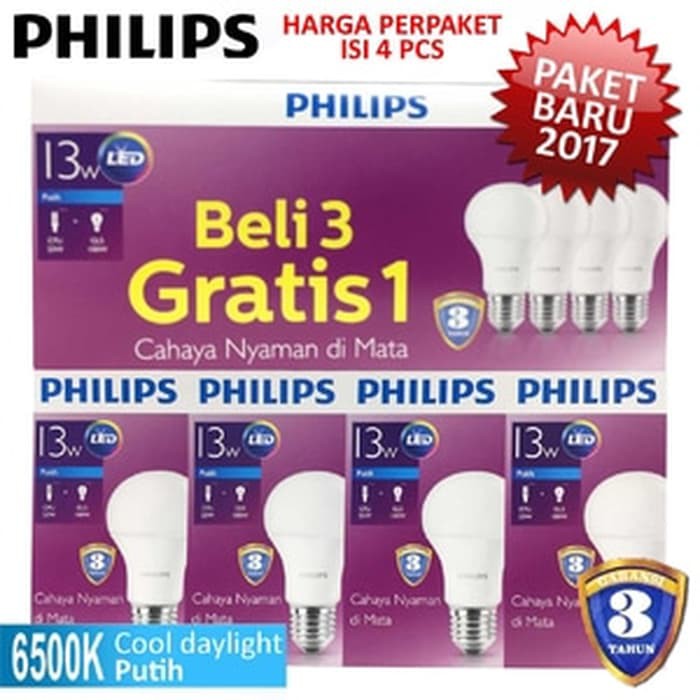 Paket Philip Philips Lampu Harga satuan lampu LED 13w 4 IN 1/Lampu LED***