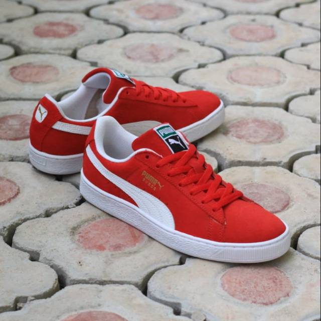 Promo Gratis Ongkir Sepatu Puma Suede Red White Original No Tag Label