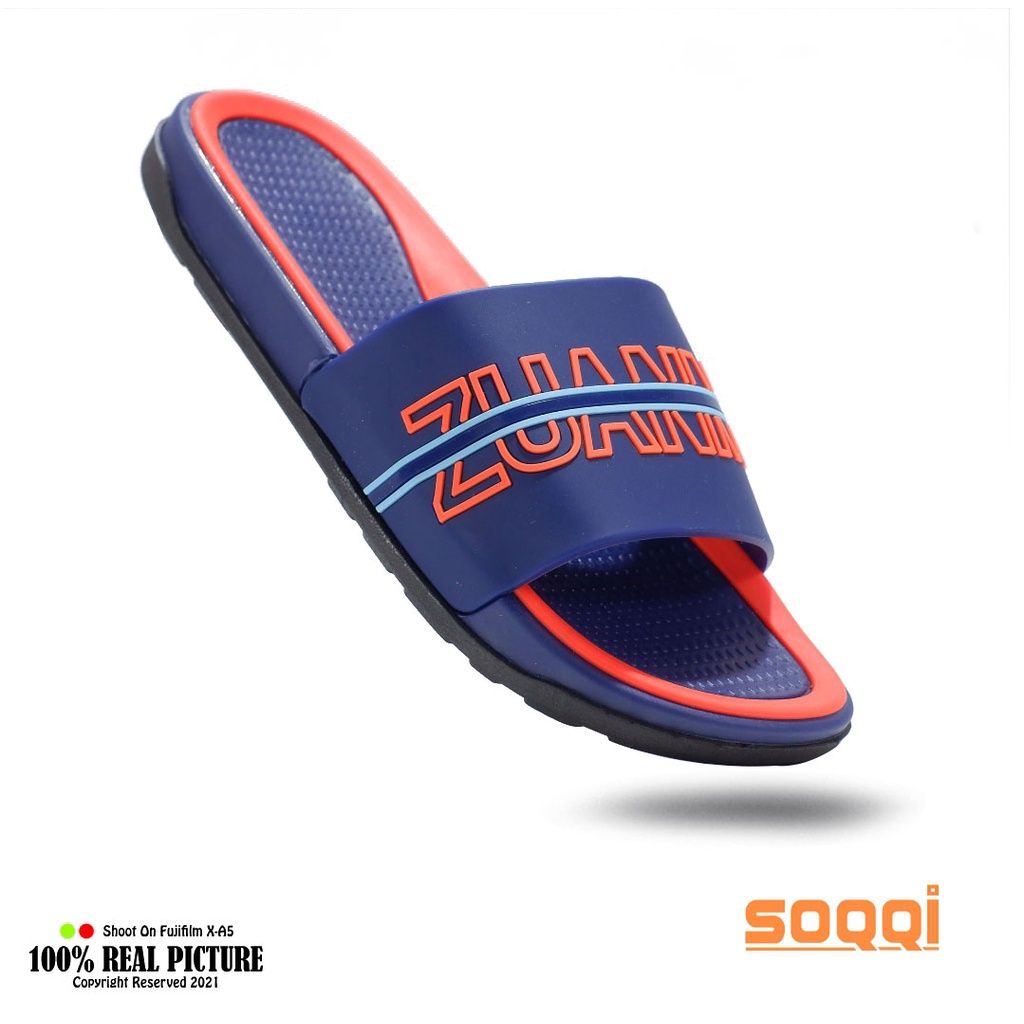 Sandal selop karet pria distro import ori sendal slop cowok laki-laki dewasa ringan terbaru model kekinian Soqqi-Blnce 2085 92X slip on promo keren cod murah 40-44