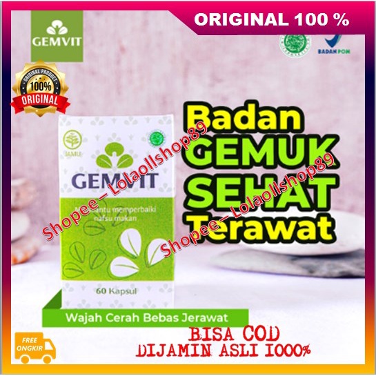 Gemvit Solusi Jitu Berat Badan Montok Berisi Wajah Glowing Cerah Alami 100% ASLI ORIGINAL BPOM