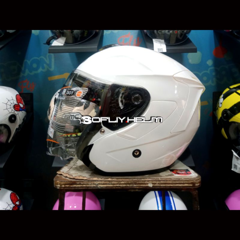 HELM INK DYNAMIC SOLID WHITE HALF FACE HELM DYNAMIC POLOS PUTIH