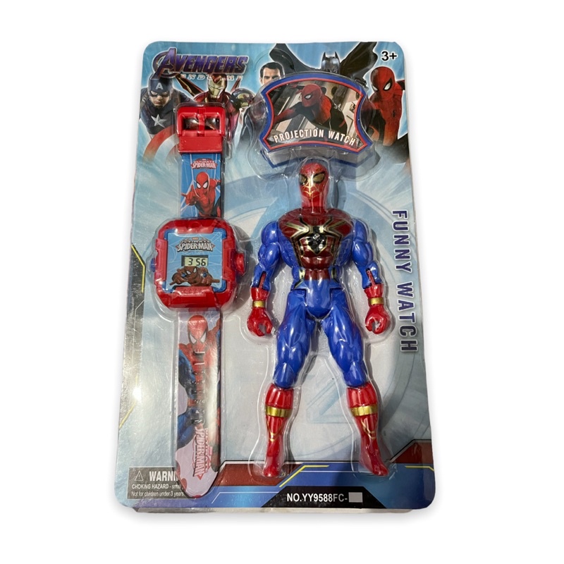 JAM TANGAN ANAK LASER PROYEKTOR BONUS ROBOT BESAR KARAKTER SPIDERMAN