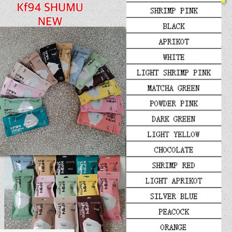 Masker Shumu KF94 5 Ply Isi 10 pcs free Connector Hijab Disposable Face Mask Premium Warna EMBOSS