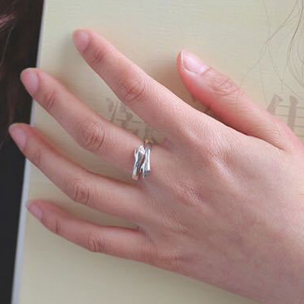 Cincin Model Terbuka Desain Hati Warna Silver Untuk Wanita