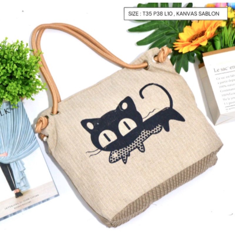 Totebag Kanvas | Tas Kanvas | Tas Sablon | Tas Tali Sumbu | Bisa Custom
