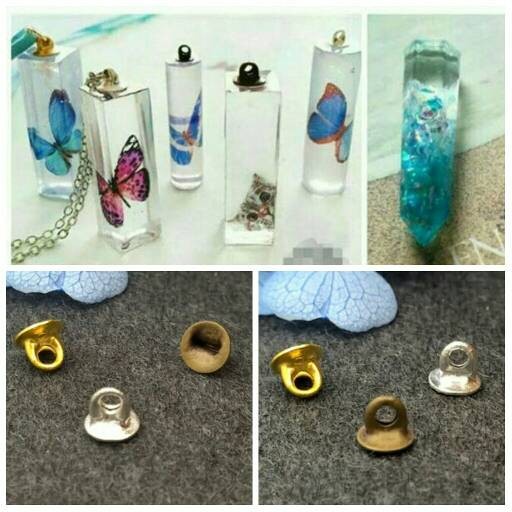 Terlaris Connector pengait liontin kalung resin 4MM bahan aksesoris kalung - Bronze