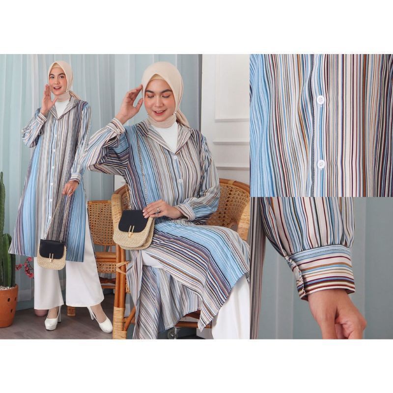 LONG TUNIK WANITA MOTIF/TUNIK MUSLIM A073/800 ( BAHAN KATUN SHAKILA)