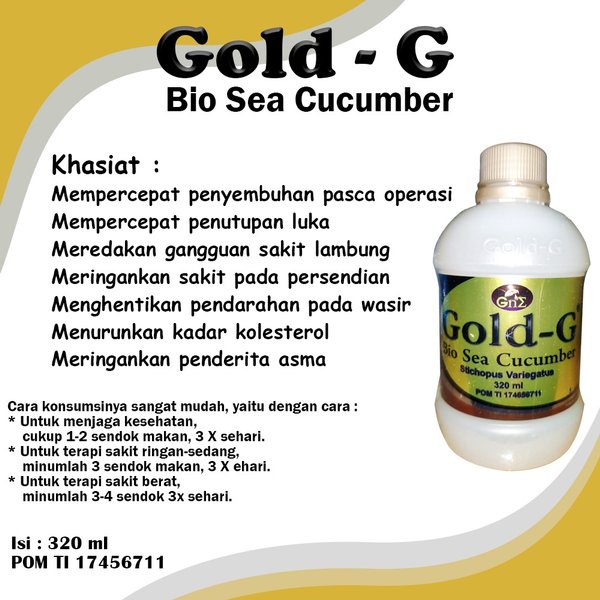 Jelly Gamat Emas Gold G Bio Sea Cucumber 320ml Original