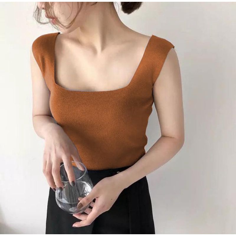 MDLV ~ Tanktop Ellie Rajut Tanktop Polos rajut Tanktop Best Seller Women Knit Tanktop Fashion Wanita