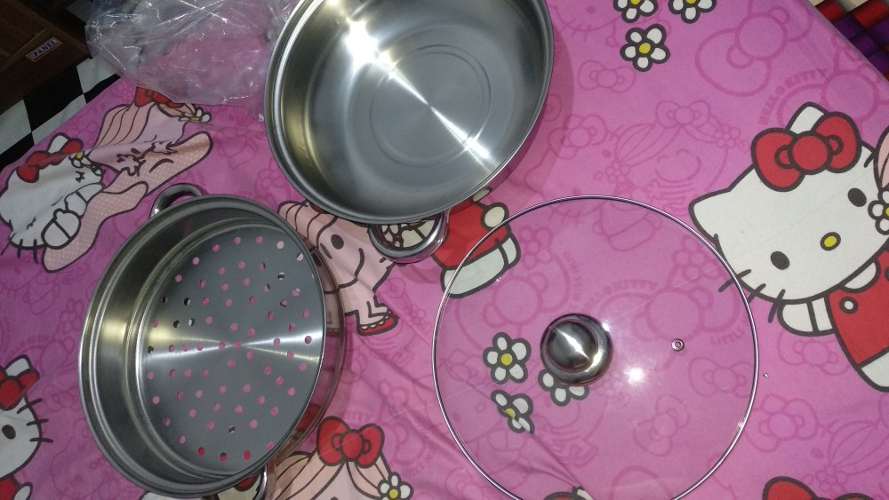 Panci Steamer Panci Kukus Susun Stainless Steel Double Pan Serbaguna