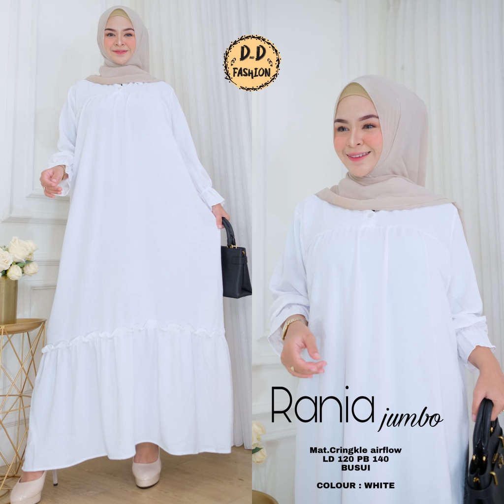 [NEW] GAMIS DRESS FASHION MUSLIM //RAYA - NAMIRA - RANIA - DZAKIYAH BY D&D //CLARISSA BY MOIRA-Rania White