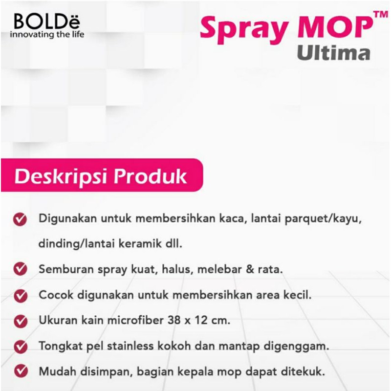 Alat Pel Semprot Bolde Spray Mop Ultima Alat Pel Bolde Spraymop Ultima Alat Pel Portable Pel Kain Lantai Pel Semprot Botol