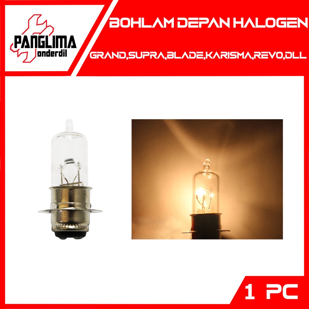 Bohlam Depan Halogen T19 12V-12 V-Volt-35 Watt-W-35W Lampu Kuning Grand/Supra/Karisma/Revo/Blade/Beat/Vario/Scoopy/dll  Lampu Headlight-Head Light