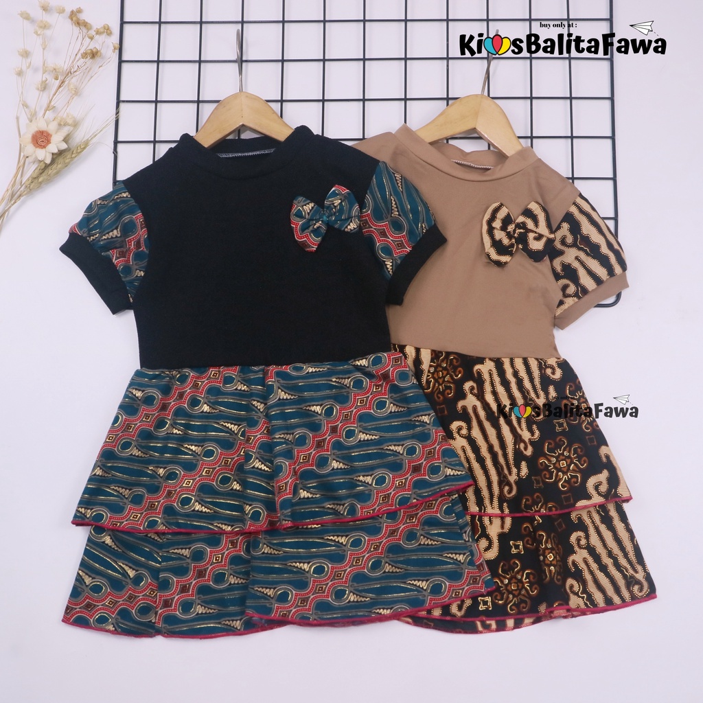 (BATIK) Dress Emma Lengan Size 3-4 Tahun / Dres Lengan Pendek Anak Perempuan Baju Harian Pesta