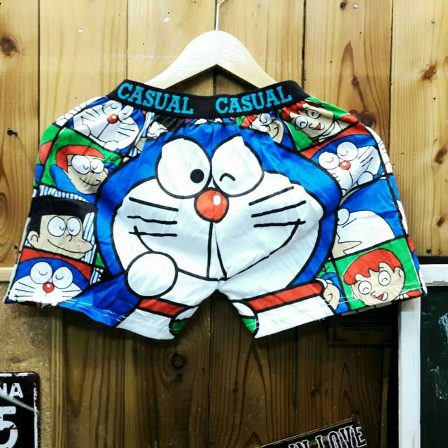 Boxer pria doraemon print/