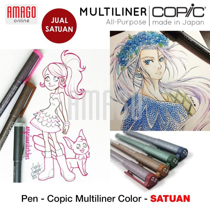 COPIC Multiliner Color - Satuan - Pilih Warna dan Ukuran - CMCG/CMWG/CMBR/CMSP/CMLV/CMCB/CMOV/CMWN/CMPN