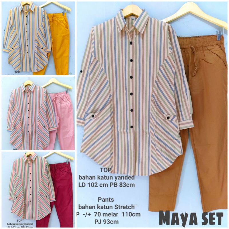 MAYA SET / setcel wanita salur / Tunik salur / maga set