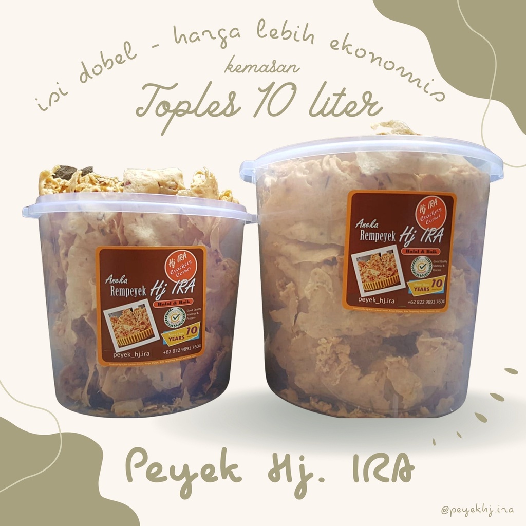 

Peyek Hj. IRA - toples 10 liter - lebih ekonomis - kemriyuk renyahe