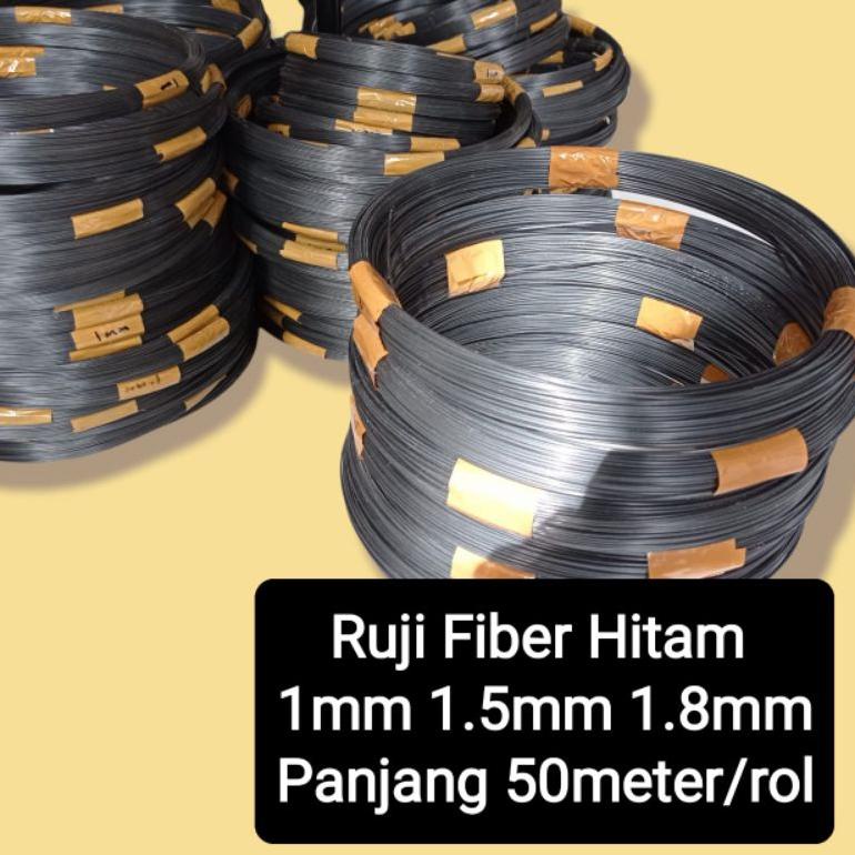Ruji Fiber Hitam 1Mm 1.5Mm 1.8Mm 50Meter Untuk Sangkar, Kandang Pcmi