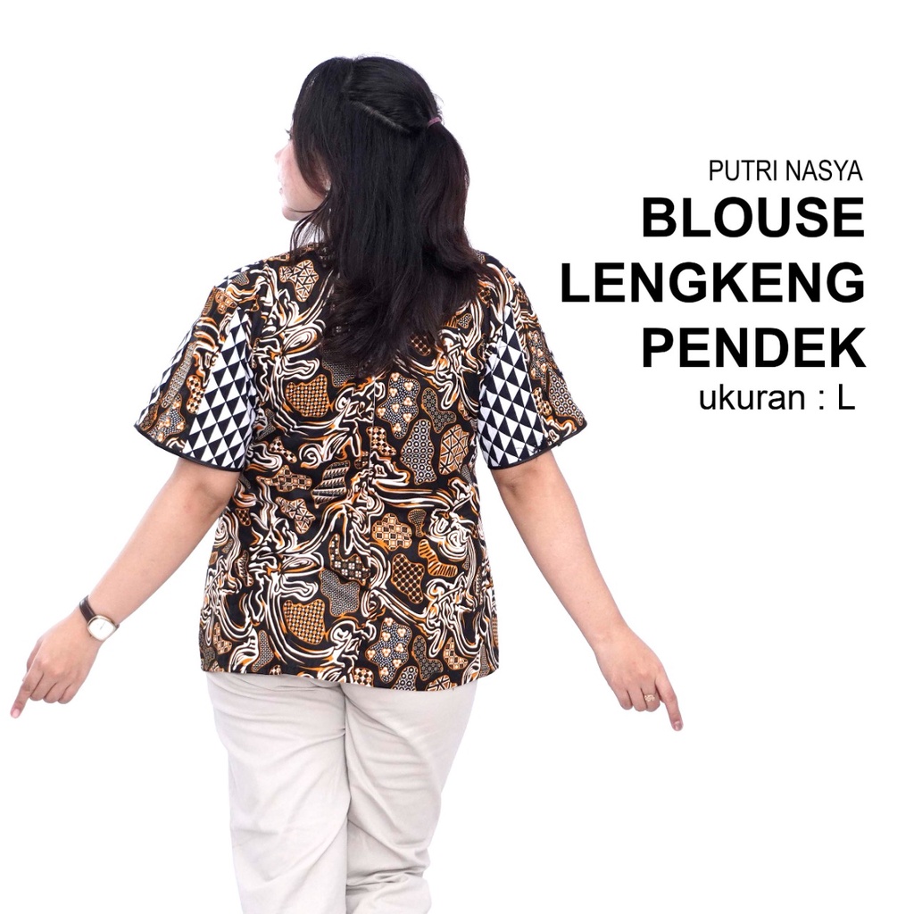 Blouse Big Size Wanita Atasan Batik Lengkap S-M-L-XL-L-3L-4L-5L-6L-7L Model Blus Jumbo Seragam Batik /Atasan Batik Bigsize Kerja Kantor Wanita