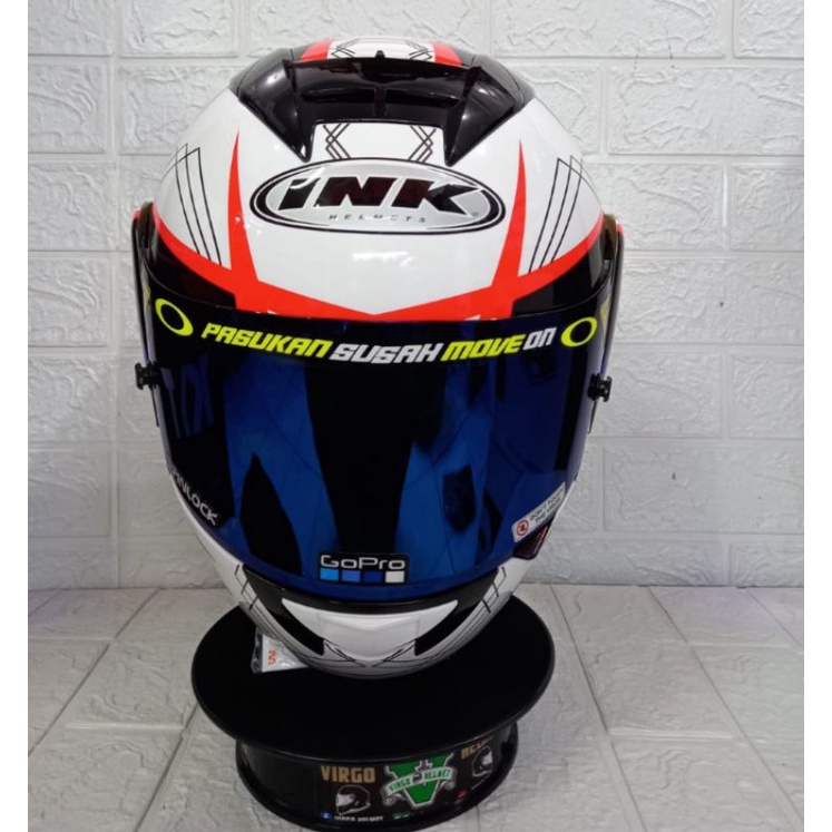 INK HELM CL MAX#3 WHITE RED BLUE PAKET GANTENG SNI DOT (Ongkir Termurah 2 kg)-5