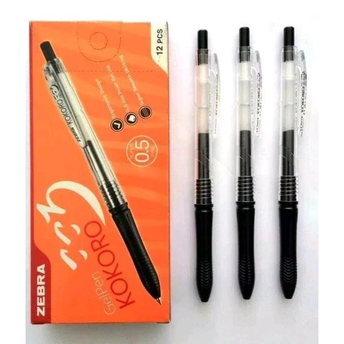 

[COD] BALLPOINT GEL 0.5 KOKORO PAK (TINTA WARNA HITAM) ZEBRA TERMURAH Kode 1438