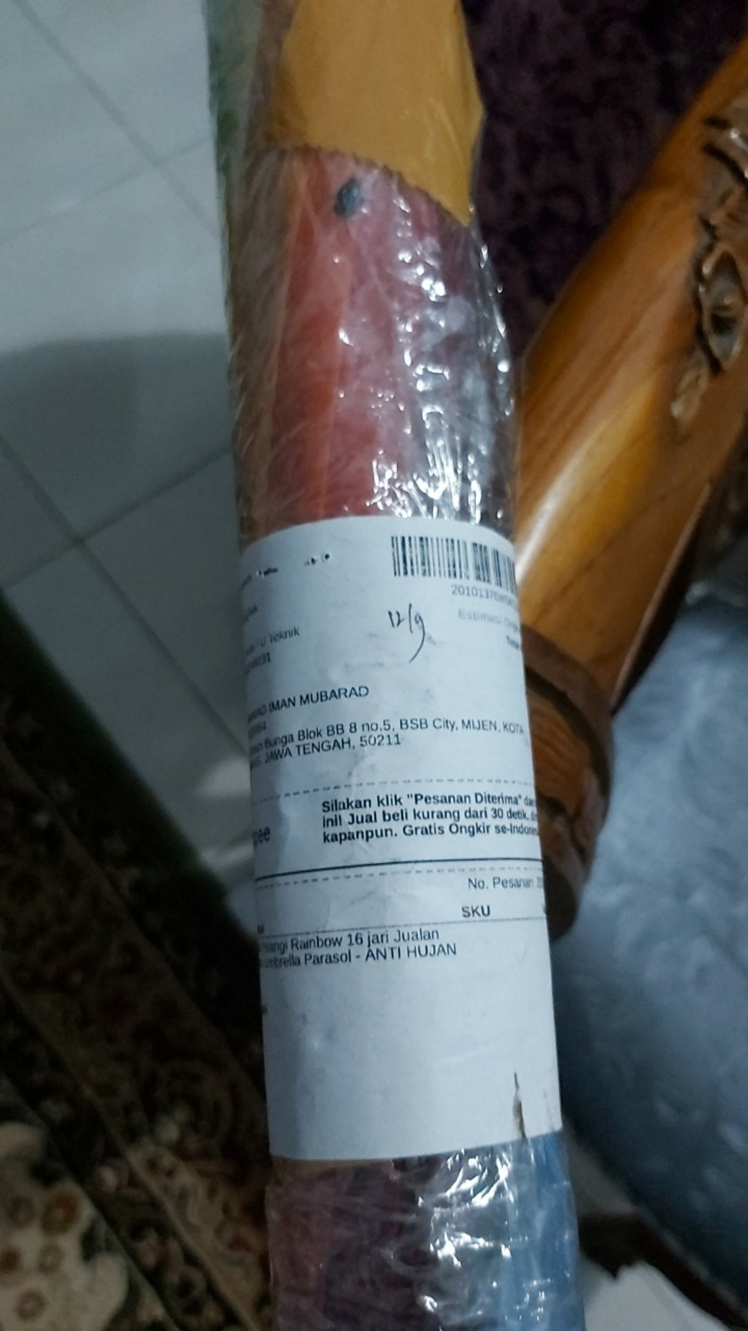 Payung Golf Pelangi Rainbow 16 Jari Jualan Besar Jumbo Umbrella Parasol - Anti Hujan Air