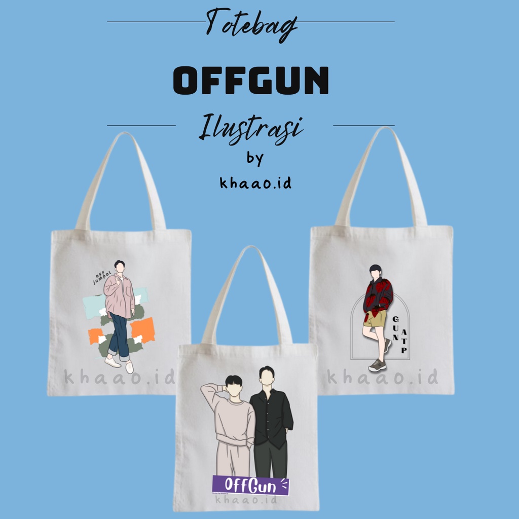 Totebag Tote bag Thai Actor Off Gun Ilustrasi OffGun Thailand Actor Merch thailand Raikantopeni