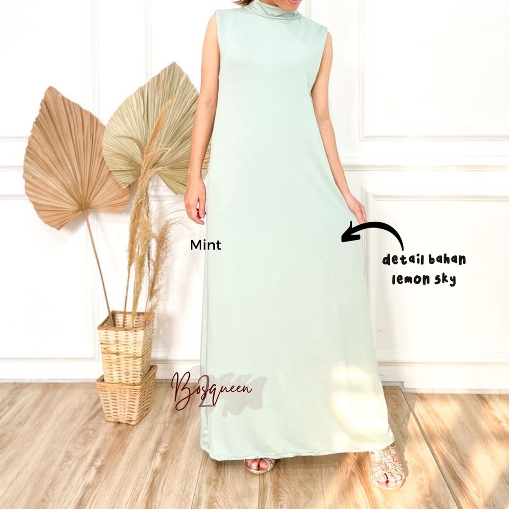 INNER DRESS WANITA LEMON SKY/ KNIT DRESS / INNER DRESS / INNER DRESS DALEMAN WANITA HITS / DRESS TANPA LENGAN TURTLENECK