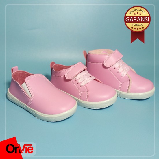 Sepatu Sneakers Anak Perempuan Pink Polos Premium | Sepatu Kets Onvie