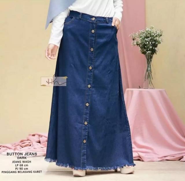 ROK PANJANG JEANS RAWIS/ROK WANITA MUSLIMAH TERBARU