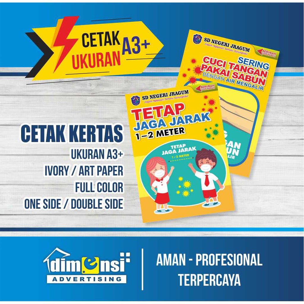 

(MINIMAL 5 Lembar) Cetak A3+ Full Color Murah / Print A3+ Ivory Art Paper - DIMENSI ADV