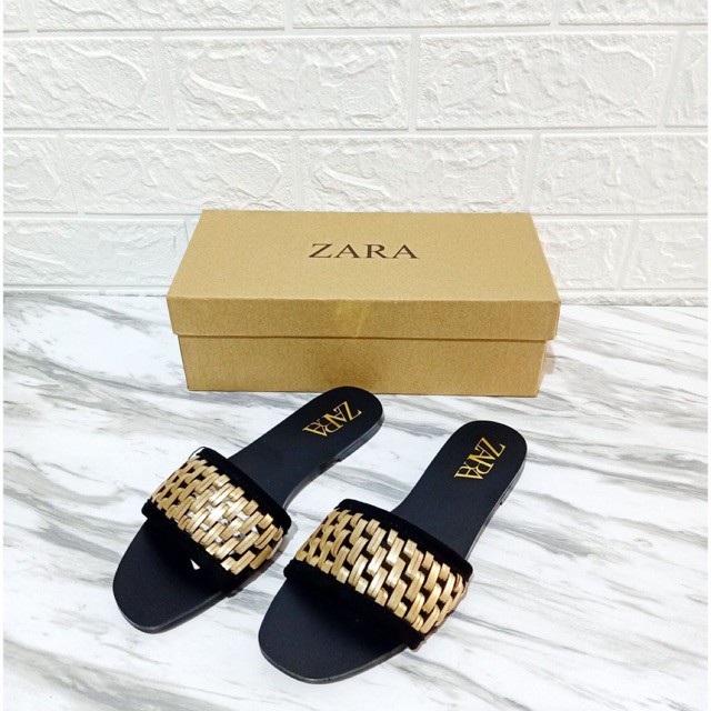 Sandal Wanita ZR-103 Golden Plaited Flat