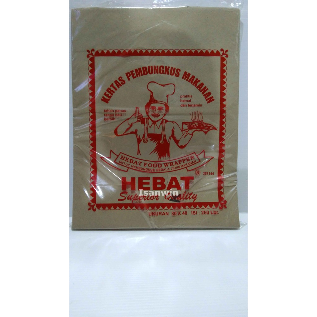 

250 lembar Kertas nasi Bungkus 30x40 Pembungkus Makanan Merk Hebat