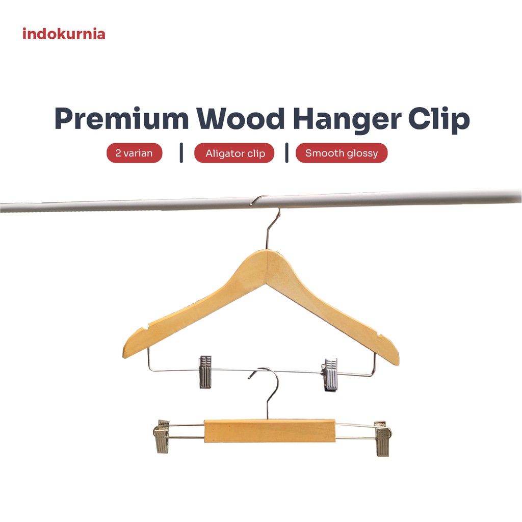 Indokurnia Hanger Kayu Jepitan Premium