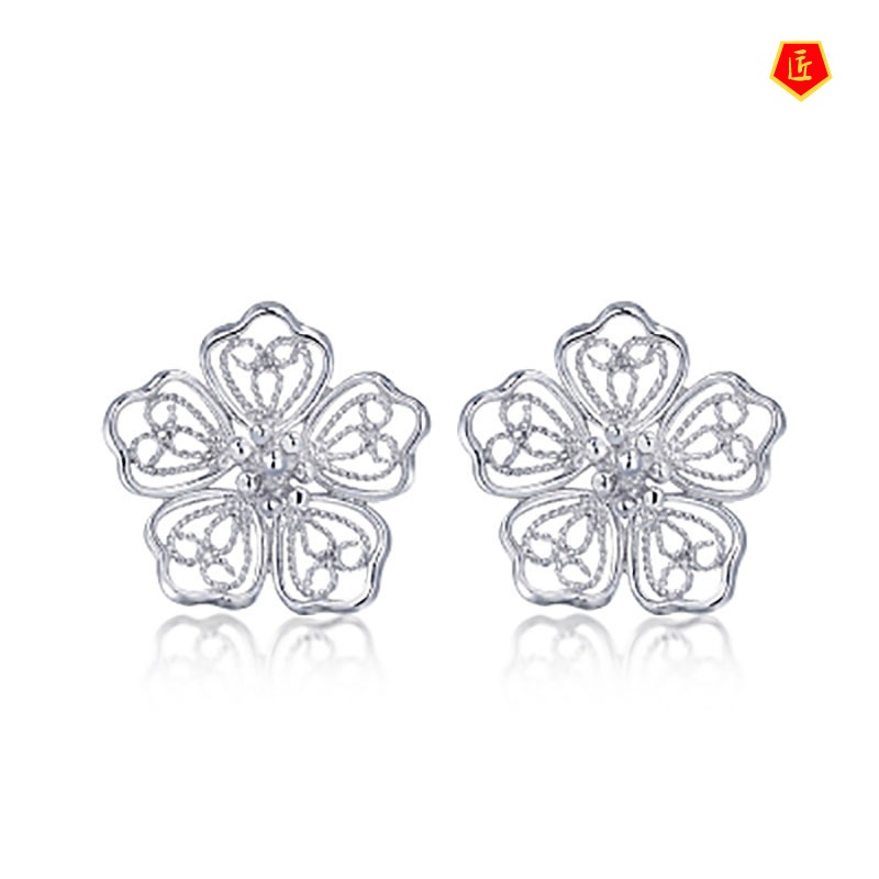 [Ready Stock]Fashion Lace Flower Stud Earrings Personality