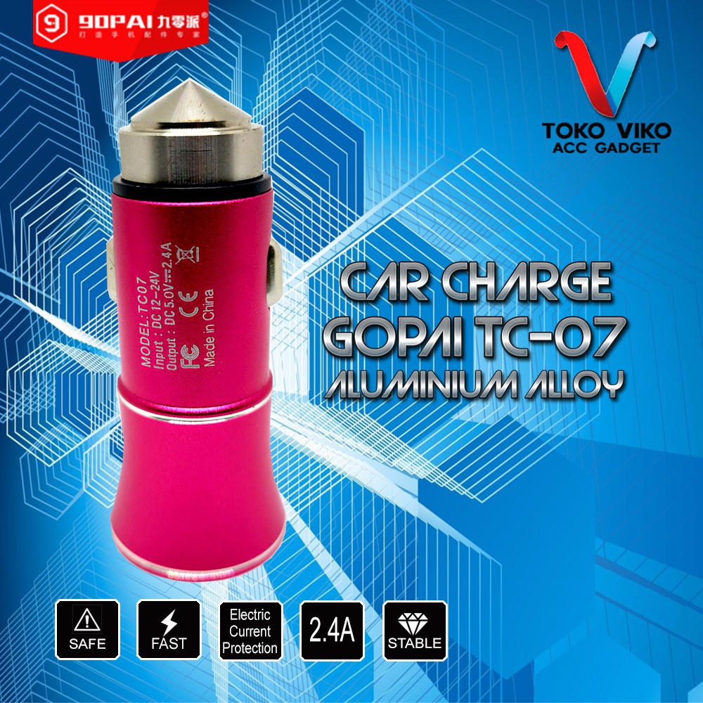 [Voucher Diskon Extra] GOPAI CAR CHARGER TC-07 Fast Charge 2.4A