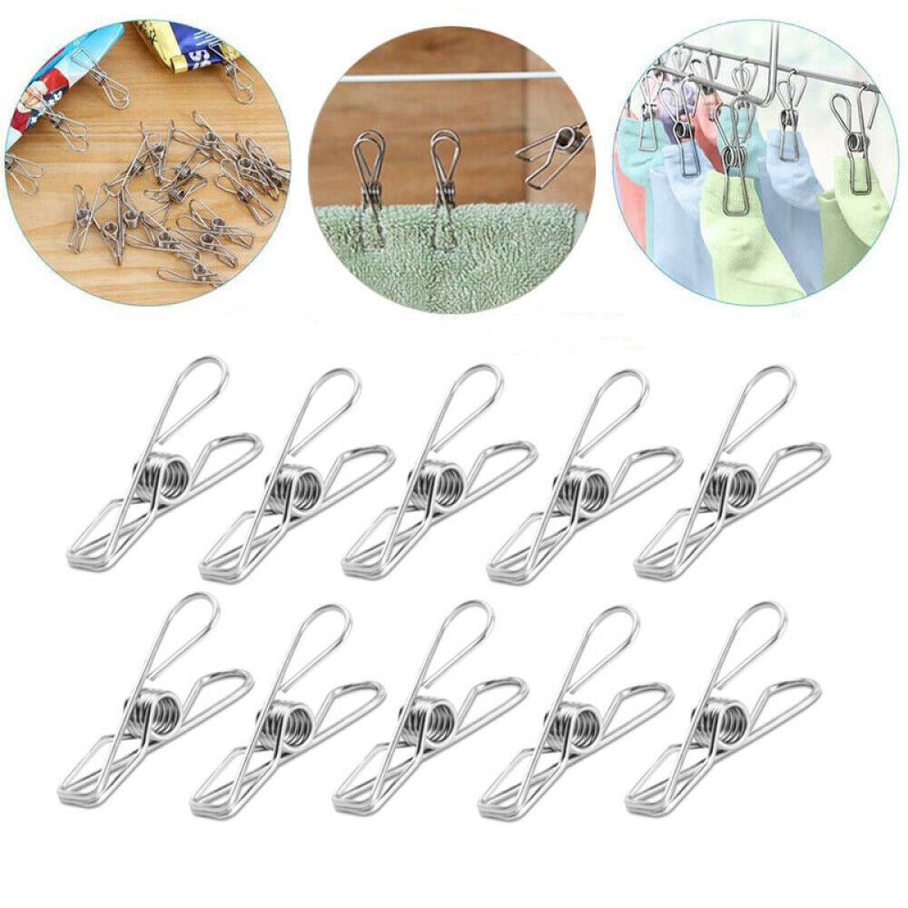 【COD Tangding】20/40/60pcs Stainless Steel Washing Line Clothes Pegs Hang Pins Metal Wire Clips Clamps