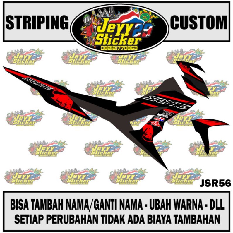 STIKER STRIPING SONIC 150R REDBULL VARIASI CUSTOM SUKA SUKA