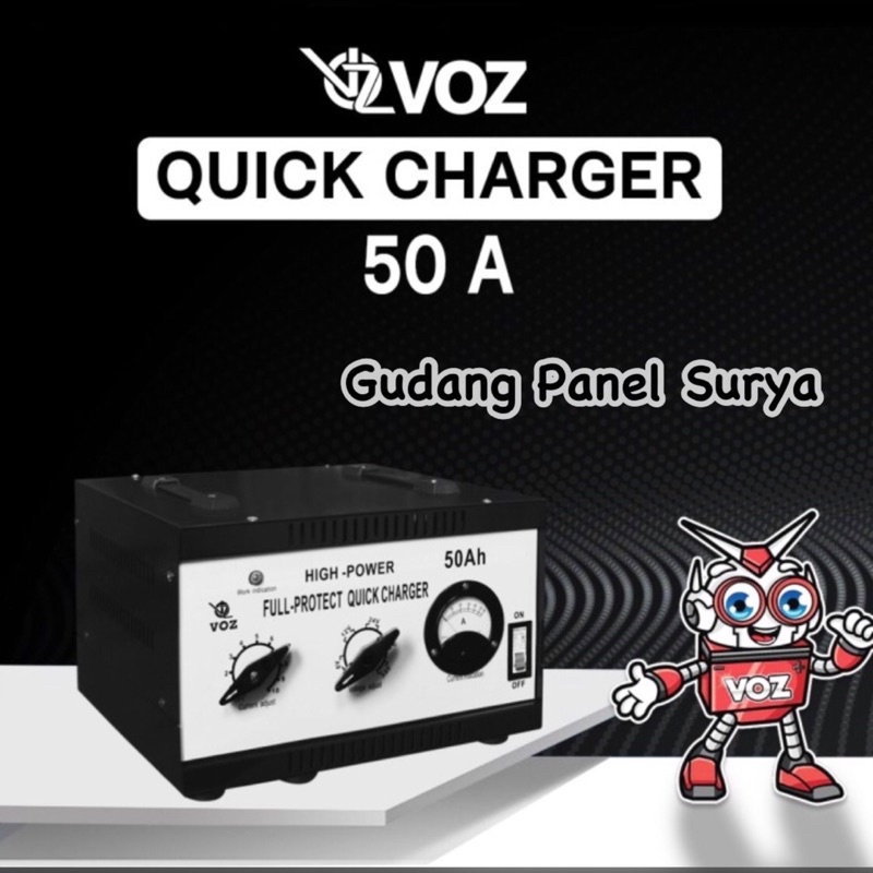 VOZ Quick charger Aki UPS 50A Charger Aki Mobil Motor Solarcell