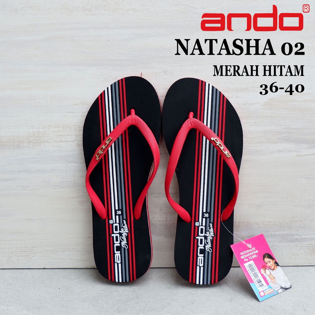 Sandal Wanita Ando - NATASHA 03 & NATASHA 02 - size 36-40 - sandal wedges wanita - sandal japit wanita-NATASHA 02 merah htm
